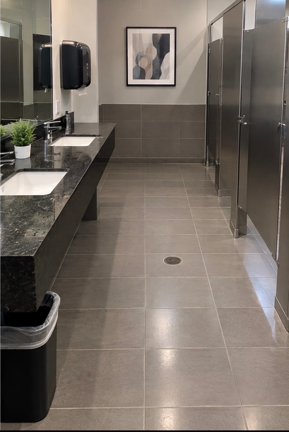 Commercial Bathroom after cleaning